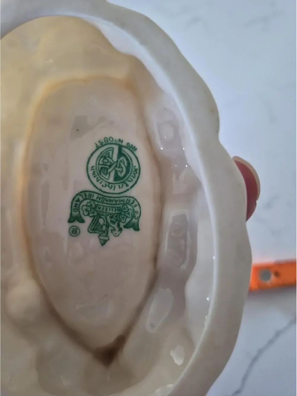Vintage Belleek Boat Salt Cellar 6th Green Mark